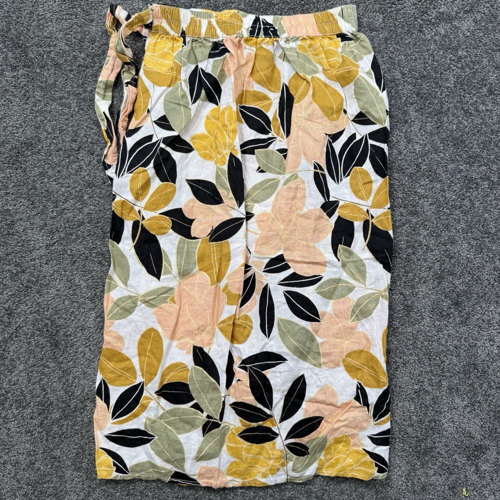 Rachel Zoe 100% Linen S Wrap Around Skirt Floral Beach Summer Tropical Hawaiian